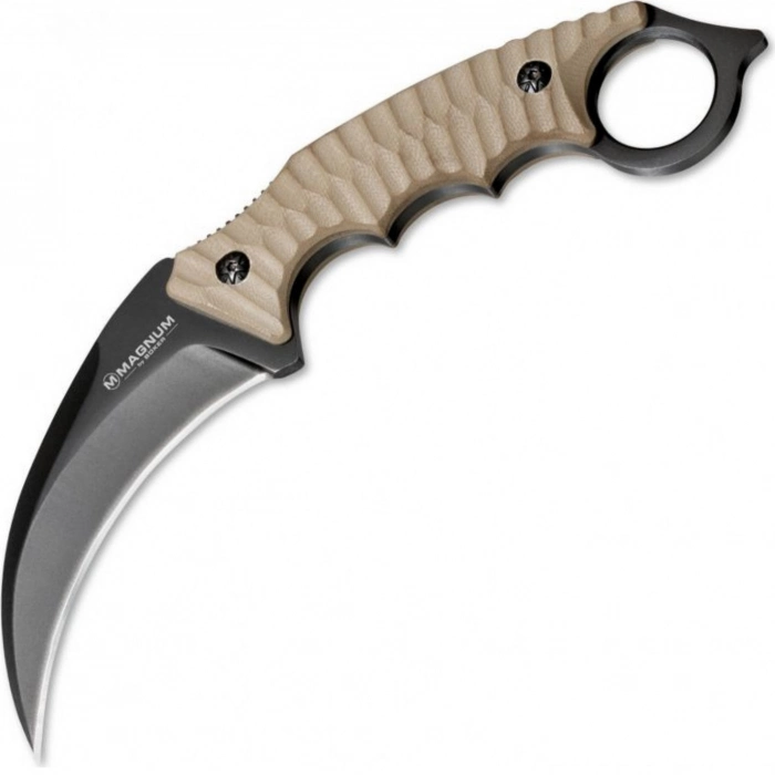 Нож с фиксированным клинком Magnum Spike Karambit - Boker 02SC028, сталь 440A EDP, рукоять стеклотекстолит G10, песочный